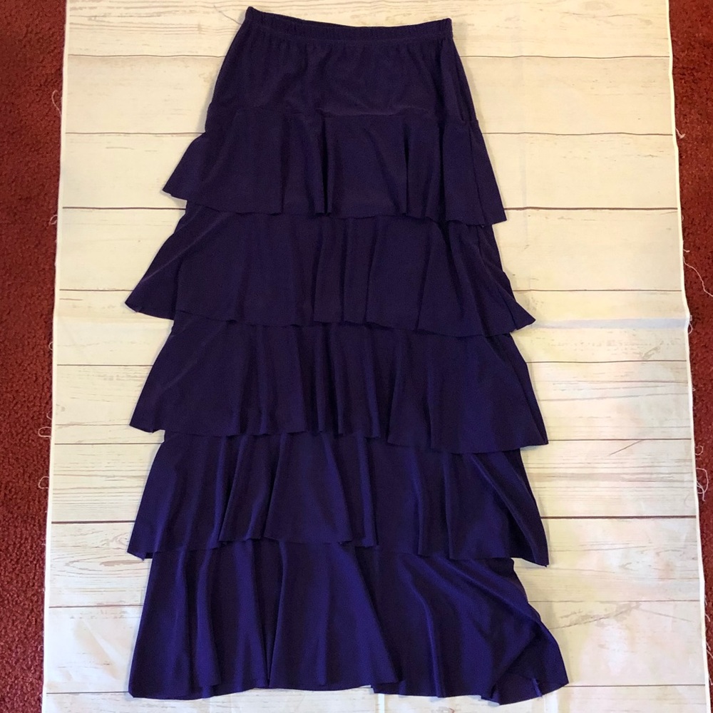 Purple Tiered Ruffle Maxi Skirt